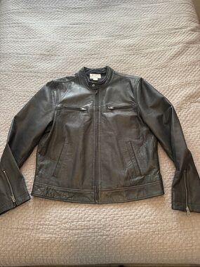 Lucky Brand Washed Genuine Leather Bonneville Jacket